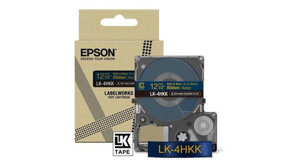 Epson LK-4HKK Gold on Navy Tape Satin Ribbon Label Cartridge 12mm x5m - C53S654002