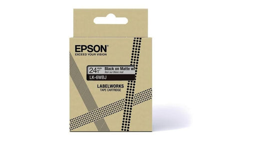 Epson LK-6WBJ Black on Matte WhiteTape Cartridge 24mm - C53S672064 - NWT FM SOLUTIONS - YOUR CATERING WHOLESALER