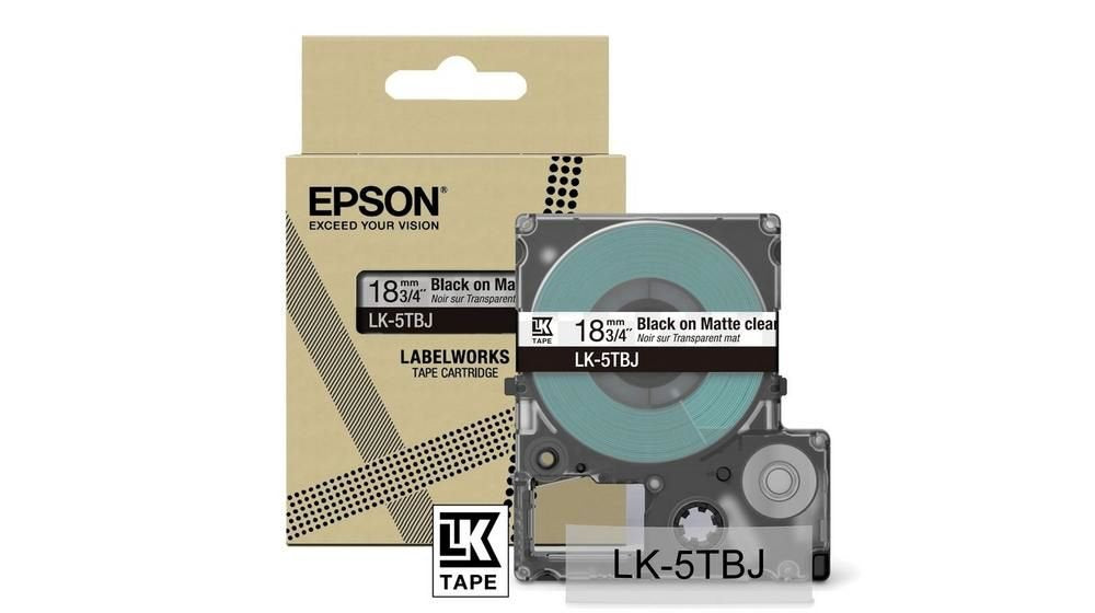 Epson LK-5TBJ Black on Matte Clear Tape Cartridge 18mm - C53S672066