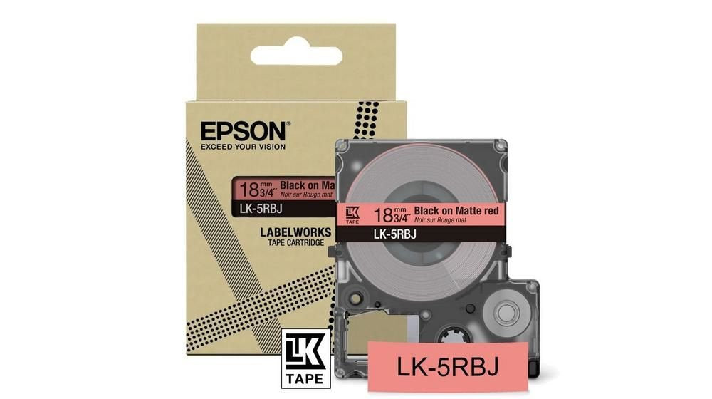 Epson LK-5RBJ Black on Matte Red Tape Cartridge 18mm - C53S672072