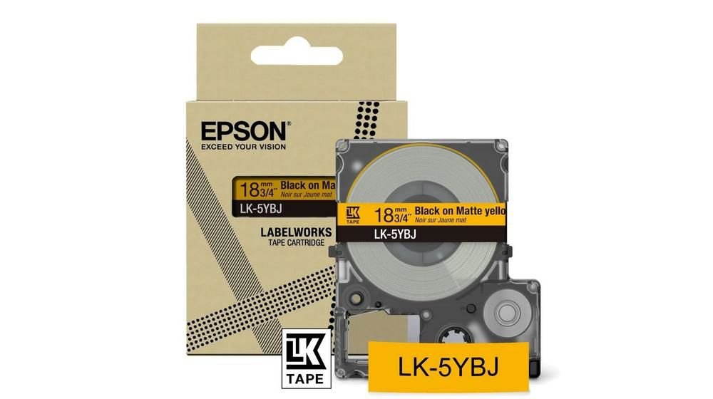 Epson LK-5YBJ Black on Matte Yellow Tape Cartridge 18mm - C53S672075