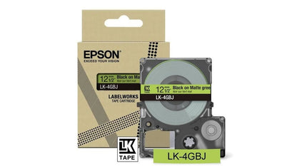 Epson LK-4GBJ Black on Matte GreenTape Cartridge 12mm - C53S672077