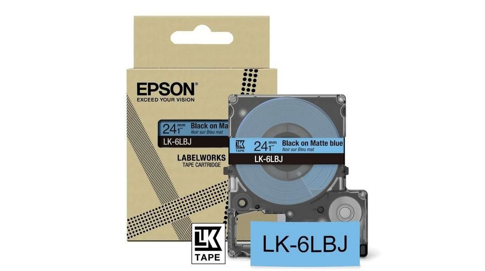 Epson LK-6LBJ Black on Matte Blue Tape Cartridge 24mm - C53S672082