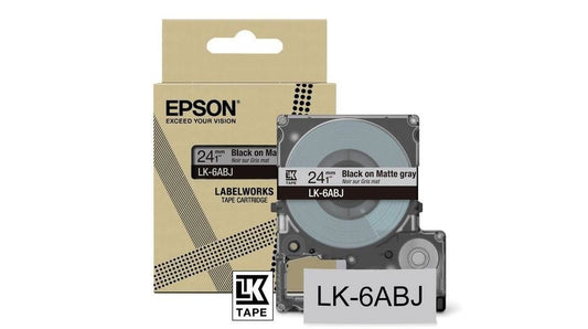 Epson LK-6ABJ Black on Matte Light Gray Tape Cartridge 24mm - C53S672088 - NWT FM SOLUTIONS - YOUR CATERING WHOLESALER