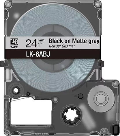 Epson LK-6ABJ Black on Matte Light Gray Tape Cartridge 24mm - C53S672088