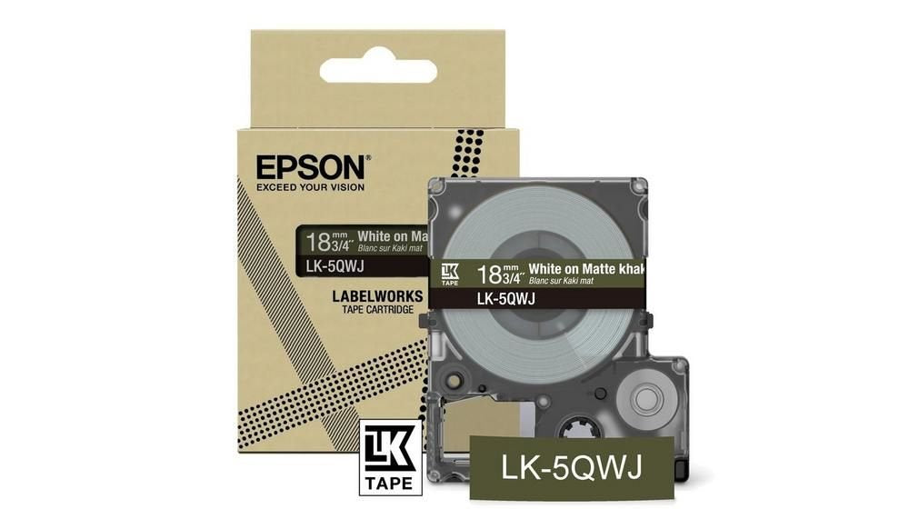 Epson LK-5QWJ White on Matte Khaki Tape Cartridge 18mm - C53S672089