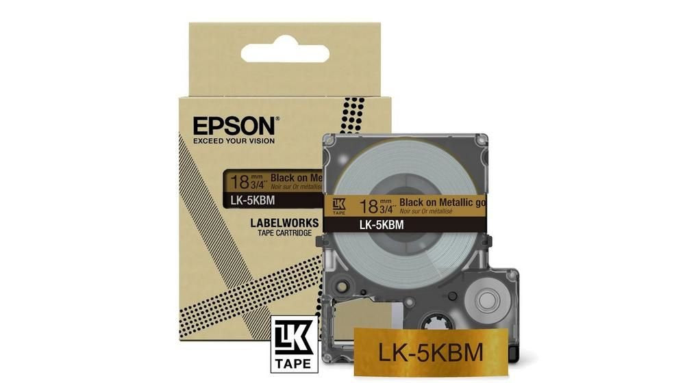 Epson LK-5KBM Black on Metallic Gold Tape Cartridge 18mm - C53S672093