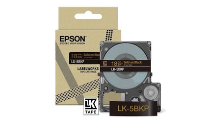 Epson LK-5BKP Gold on Metallic Black Tape Cartridge 18mm - C53S672095