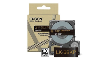 Epson LK-6BKP Gold on Metallic Black Tape Cartridge 24mm - C53S672096