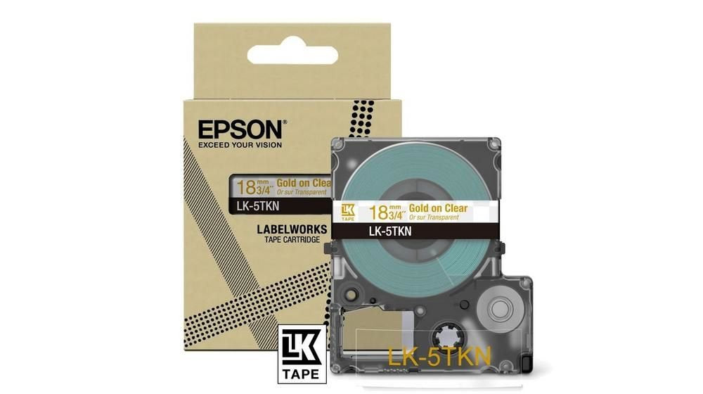 Epson LK-5TKN Gold on Metallic Clear Tape Cartridge 18mm - C53S672097