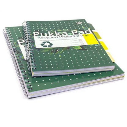 Pukka Recycled Project Book A4 Wirebound 200 Pages Recycled Card Cover (Pack 3) 6050-REC