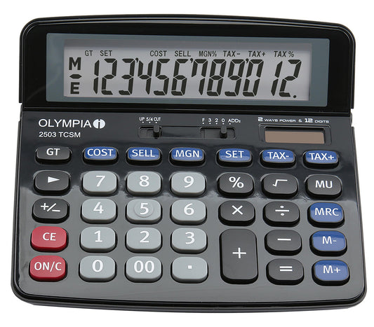Olympia 2503 12 Digit Desk Calculator Black 40183 - NWT FM SOLUTIONS - YOUR CATERING WHOLESALER