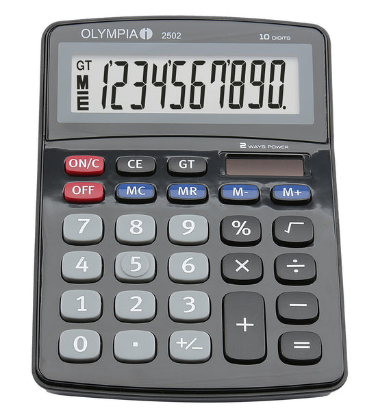 Olympia 2502 10 Digit Desk Calculator Black 40182 - NWT FM SOLUTIONS - YOUR CATERING WHOLESALER