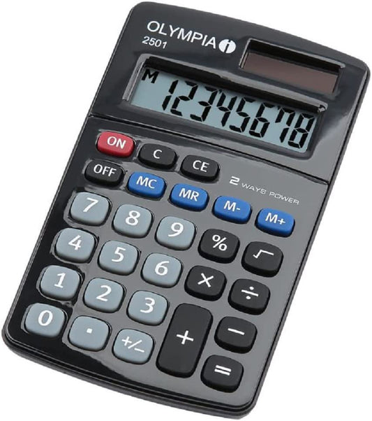 Olympia 2501 8 Digit Desk Calculator Black 40185 - NWT FM SOLUTIONS - YOUR CATERING WHOLESALER