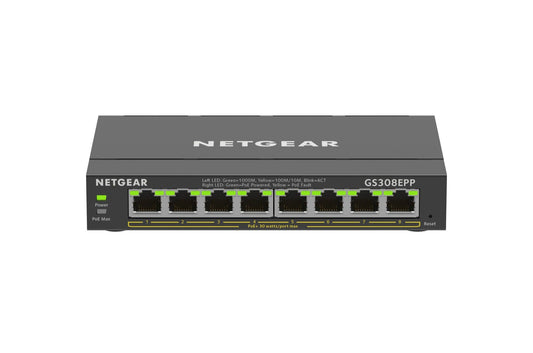 NETGEAR GS308EPP 8 Port Managed L2 L3 Gigabit Ethernet Power over Ethernet Network Switch - NWT FM SOLUTIONS - YOUR CATERING WHOLESALER