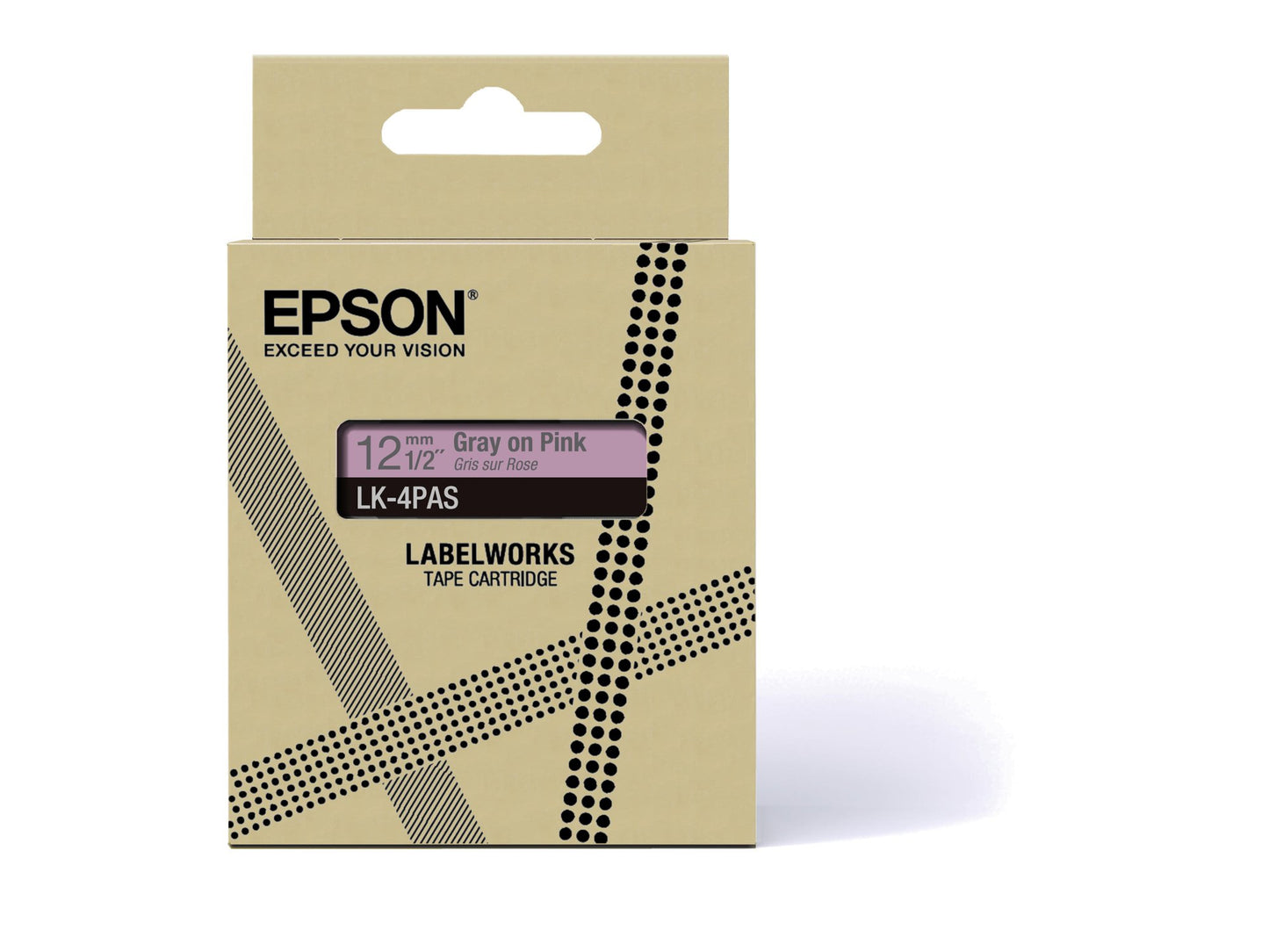 Epson LK-4PAS Gray on Soft Pink Tape Cartridge 12mm - C53S672103