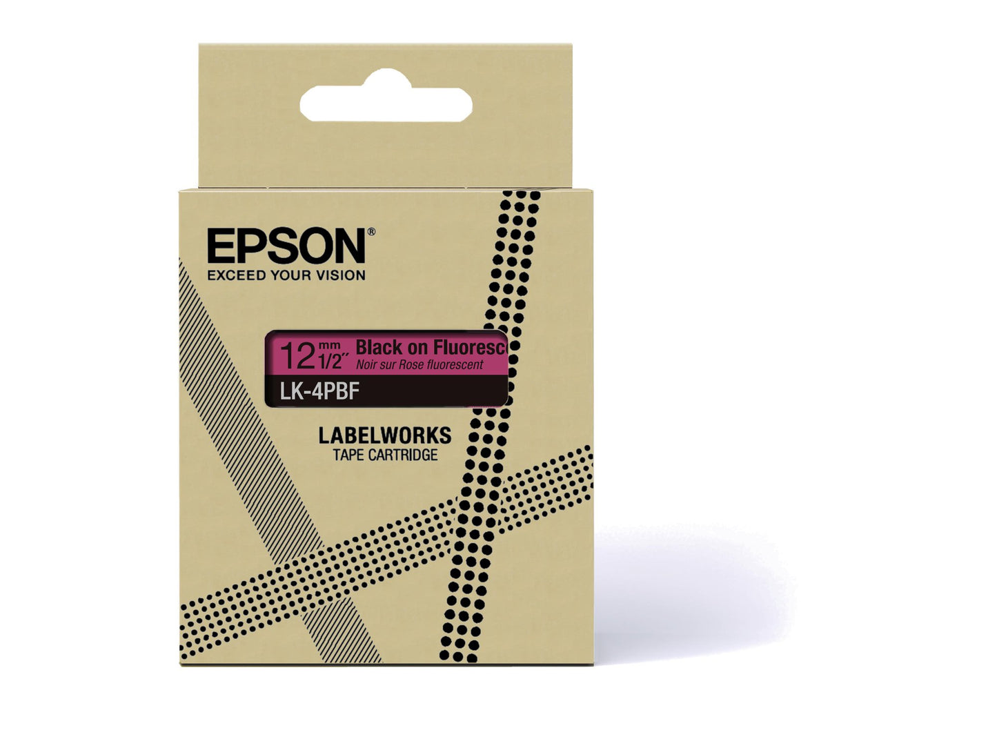 Epson LK-4PBF Black on Fluorescent Pink Tape Cartridge 12mm - C53S672100