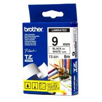 Brother Black On Matt White Label Tape 9mm x 8m - TZEN221 - NWT FM SOLUTIONS - YOUR CATERING WHOLESALER