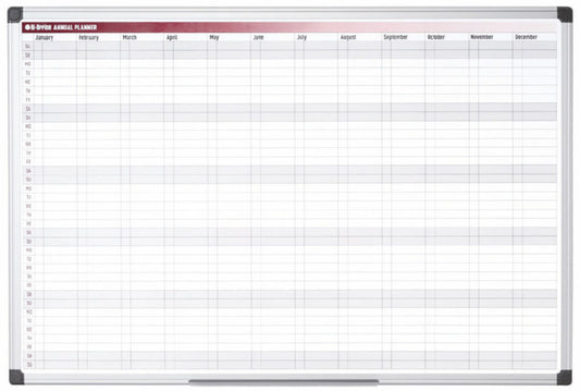 Bi-Office 52-Week Annual Magnetic Whiteboard Planner Aluminium Frame 900x600mm - GA0361170 - NWT FM SOLUTIONS - YOUR CATERING WHOLESALER