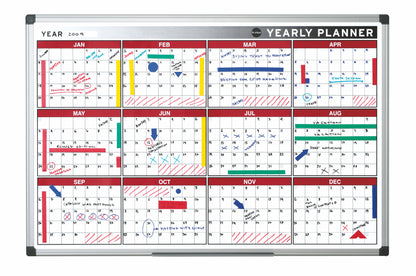 Bi-Office Annual Magnetic Whiteboard Planner Aluminium Frame 900x600mm - GA0375170