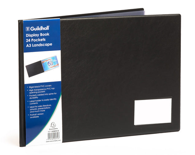 Goldline A3 Display Book 24 Pocket Landscape Black - GDB24/LZ - NWT FM SOLUTIONS - YOUR CATERING WHOLESALER