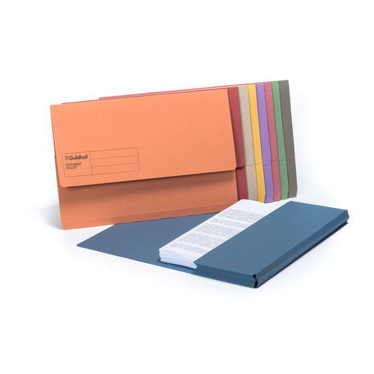 Guildhall Document Wallet Manilla Foolscap 285gsm Assorted Colours (Pack 50) - GDW1-ASTZ - NWT FM SOLUTIONS - YOUR CATERING WHOLESALER