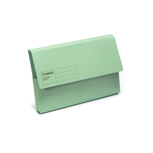 Guildhall Blue Angel Document Wallet Manilla Foolscap Half Flap 285gsm Green (Pack 50) - GDW1-GRNZ - NWT FM SOLUTIONS - YOUR CATERING WHOLESALER