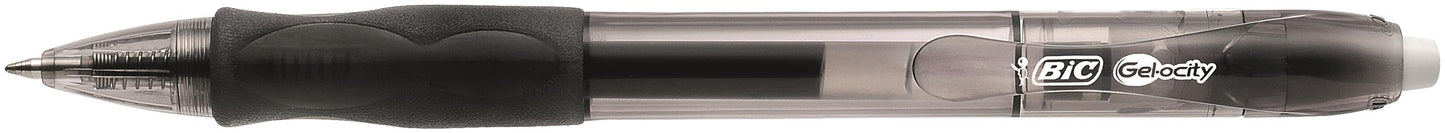 Bic Gel-ocity Grip Retractable Gel Rollerball Pen 0.7mm Tip 0.3mm Line Black (Pack 12) - 829157