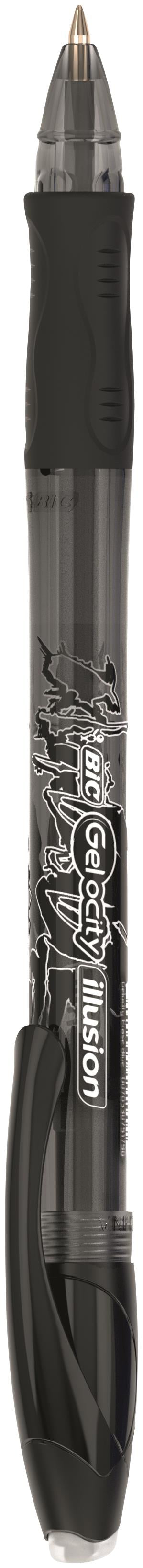Bic Gel-ocity Illusion Erasable Gel Rollerball Pen 0.7mm Tip 0.3mm Line Black (Pack 12) - 943441