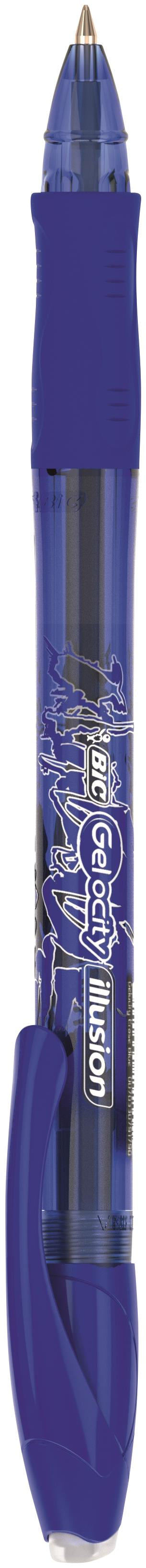 Bic Gel-ocity Illusion Erasable Gel Rollerball Pen 0.7mm Tip 0.3mm Line Blue (Pack 12) - 943440