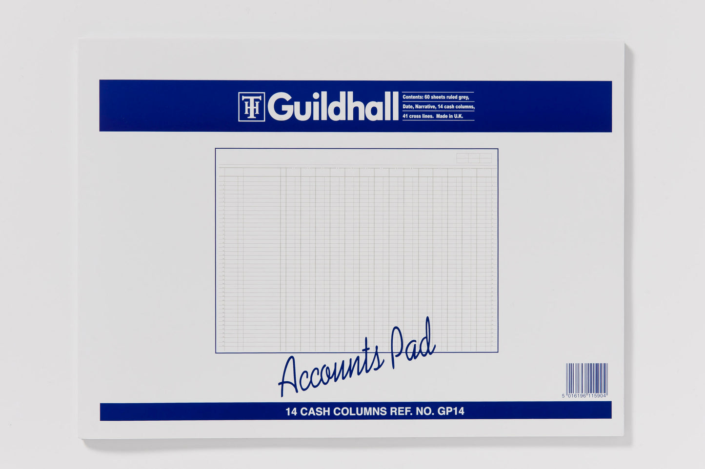 Guildhall Ruled Account Pad with 14 Cash Columns and 60 Pages Grey GP14Z - NWT FM SOLUTIONS - YOUR CATERING WHOLESALER