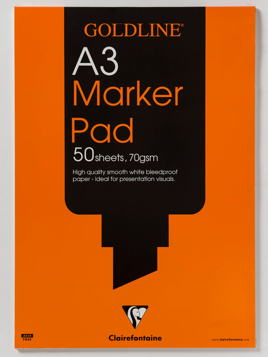 Goldline A3 Bleedproof Marker Pad 70gsm 50 Sheets White Paper GPB1A3Z - NWT FM SOLUTIONS - YOUR CATERING WHOLESALER