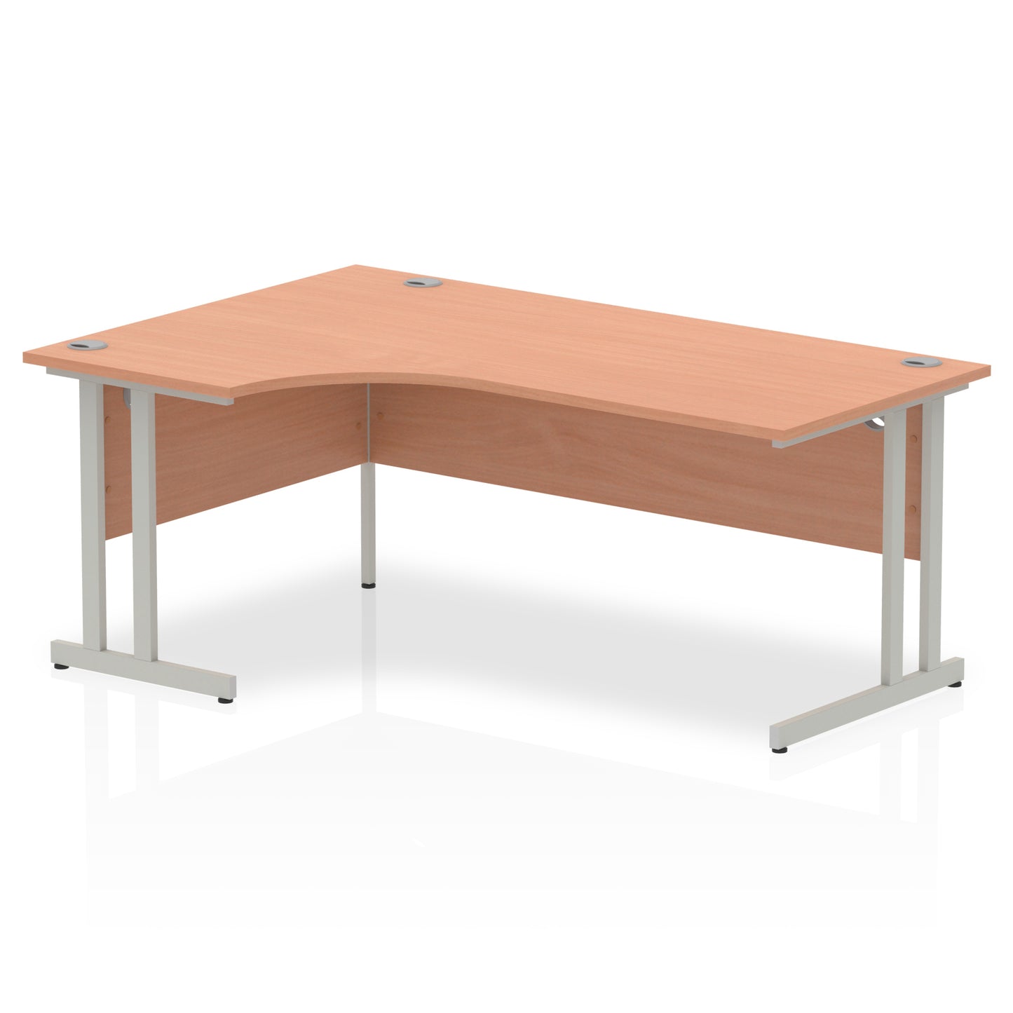 Impulse 1800mm Left Crescent Desk Beech Top Silver Cantilever Leg I000301 - NWT FM SOLUTIONS - YOUR CATERING WHOLESALER