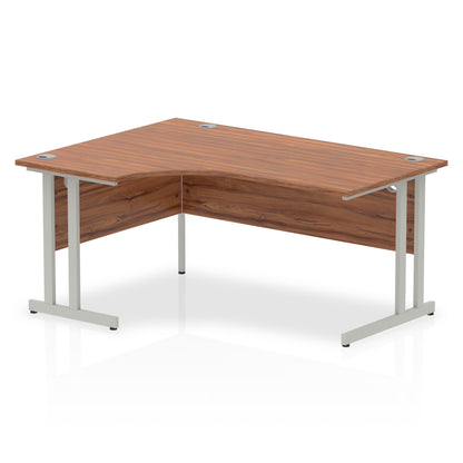 Dynamic Impulse 1600mm Left Crescent Desk Walnut Top Silver Cantilever Leg I000343 - NWT FM SOLUTIONS - YOUR CATERING WHOLESALER