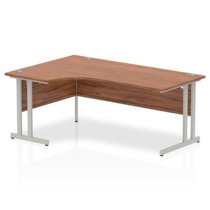 Dynamic Impulse 1800mm Left Crescent Desk Walnut Top Silver Cantilever Leg I000345 - NWT FM SOLUTIONS - YOUR CATERING WHOLESALER