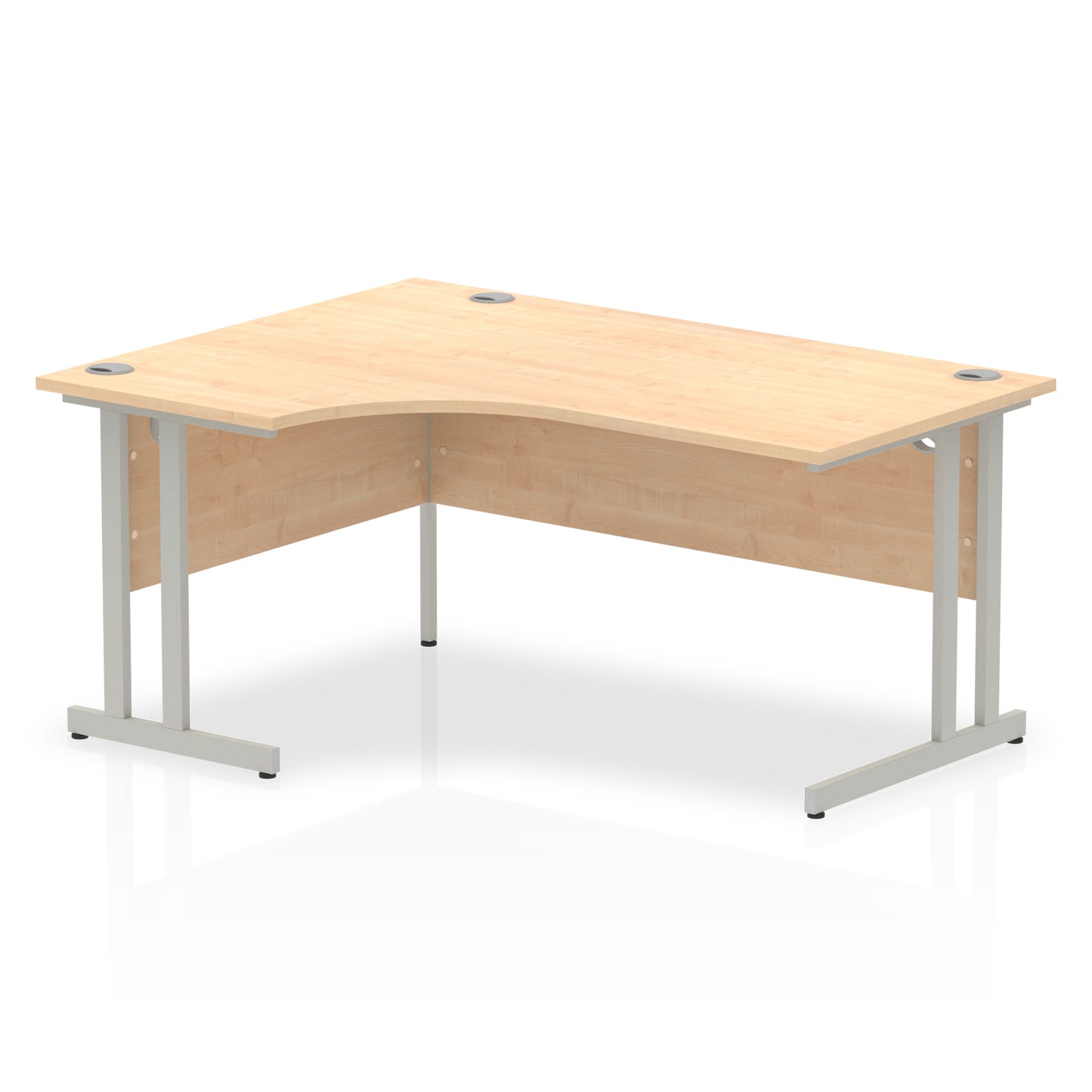 Dynamic Impulse 1600mm Left Crescent Desk Maple Top Silver Cantilever Leg I000365 - NWT FM SOLUTIONS - YOUR CATERING WHOLESALER