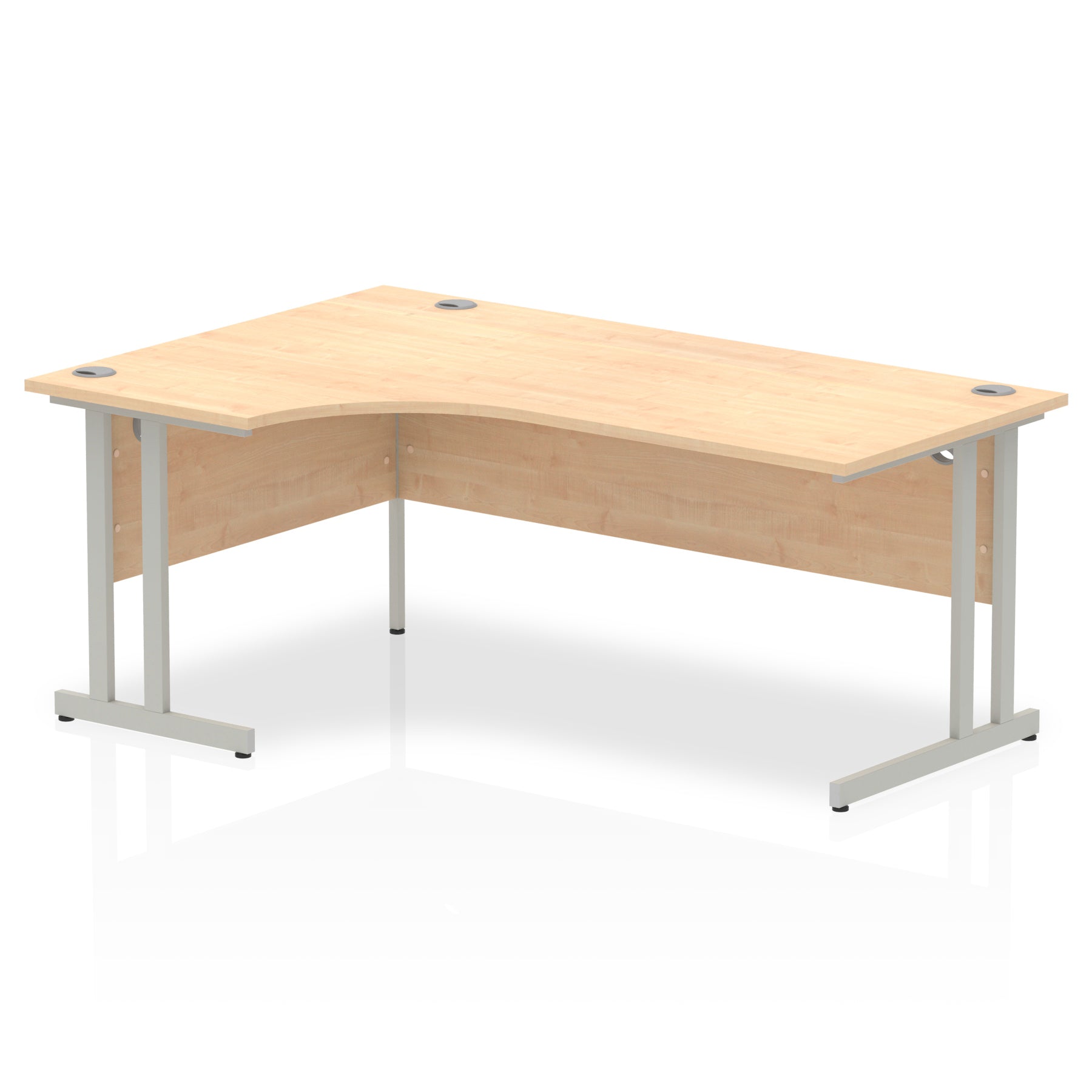 Dynamic Impulse 1800mm Left Crescent Desk Maple Top Silver Cantilever Leg I000367 - NWT FM SOLUTIONS - YOUR CATERING WHOLESALER