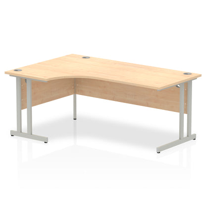 Dynamic Impulse 1800mm Left Crescent Desk Maple Top Silver Cantilever Leg I000367 - NWT FM SOLUTIONS - YOUR CATERING WHOLESALER