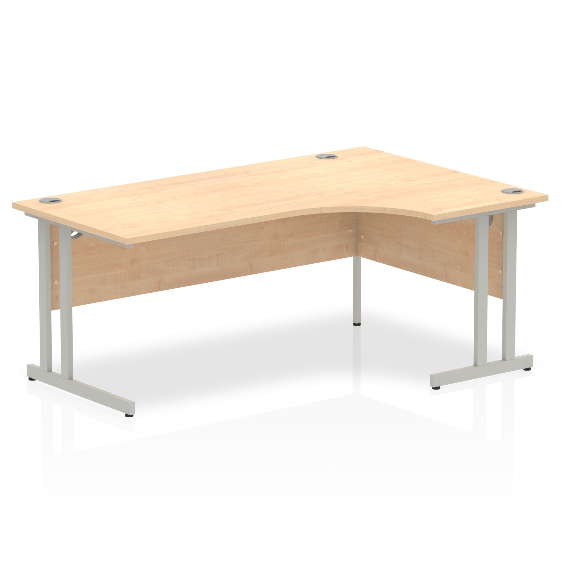 Dynamic Impulse 1800mm Right Crescent Desk Maple Top Silver Cantilever Leg I000368 - NWT FM SOLUTIONS - YOUR CATERING WHOLESALER