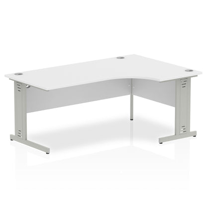 Dynamic Impulse 1800mm Right Crescent Desk White Top Silver Cable Managed Leg I000494 - NWT FM SOLUTIONS - YOUR CATERING WHOLESALER