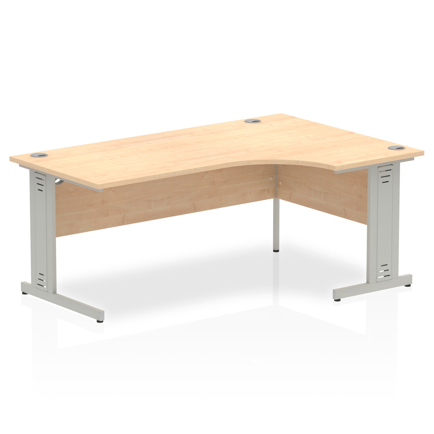 Dynamic Impulse 1800mm Right Crescent Desk Maple Top Silver Cable Managed Leg I000532 - NWT FM SOLUTIONS - YOUR CATERING WHOLESALER