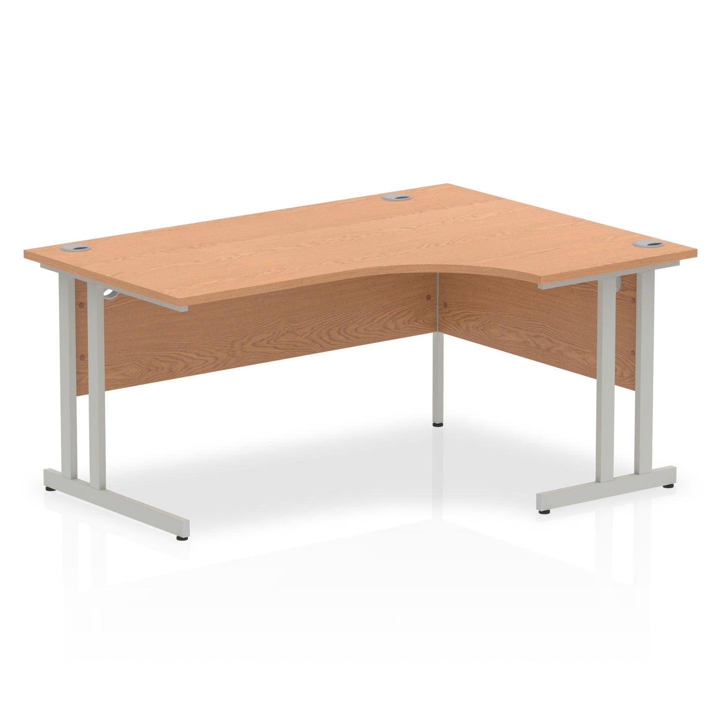 Impulse 1600mm Right Crescent Desk Oak Top Silver Cantilever Leg I000823 - NWT FM SOLUTIONS - YOUR CATERING WHOLESALER