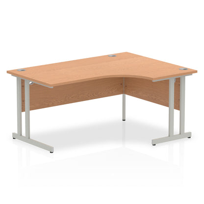 Impulse 1600mm Right Crescent Desk Oak Top Silver Cantilever Leg I000823 - NWT FM SOLUTIONS - YOUR CATERING WHOLESALER