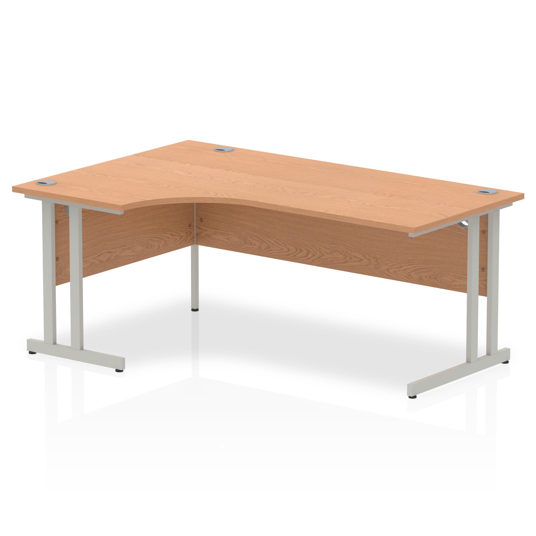 Impulse 1800mm Left Crescent Desk Oak Top Silver Cantilever Leg I000824 - NWT FM SOLUTIONS - YOUR CATERING WHOLESALER