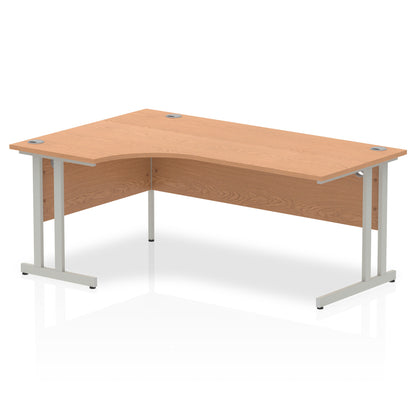 Impulse 1800mm Left Crescent Desk Oak Top Silver Cantilever Leg I000824 - NWT FM SOLUTIONS - YOUR CATERING WHOLESALER