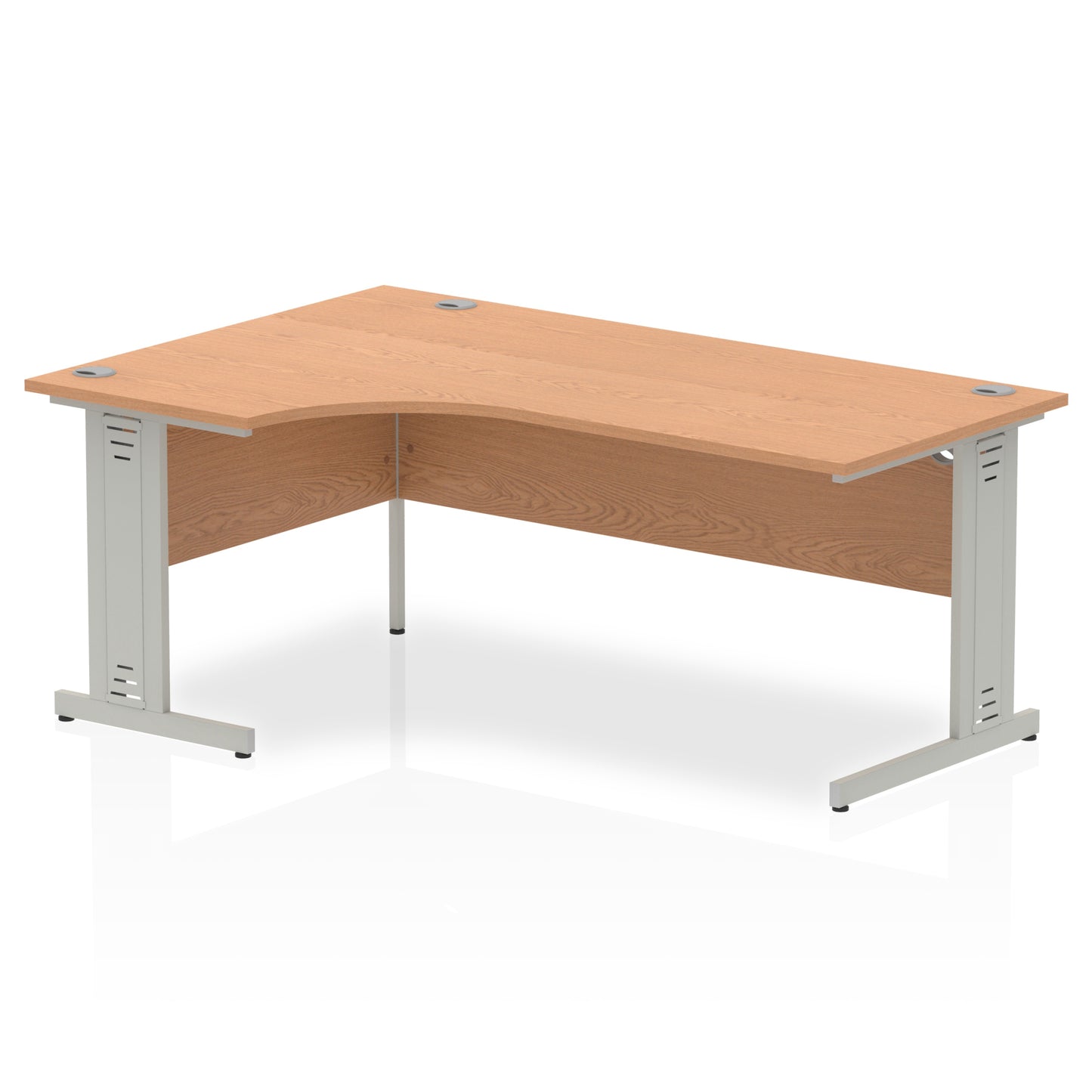 Dynamic Impulse 1800mm Left Crescent Desk Oak Top Silver Cable Managed Leg I000865 - NWT FM SOLUTIONS - YOUR CATERING WHOLESALER