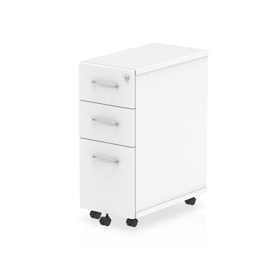 Impulse 3 Drawer Narrow Under Desk Pedestal White I001655 - NWT FM SOLUTIONS - YOUR CATERING WHOLESALER