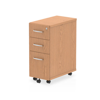 Impulse 3 Drawer Narrow Under Desk Pedestal Oak I001661 - NWT FM SOLUTIONS - YOUR CATERING WHOLESALER