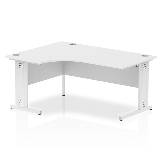 Impulse Contract Left Hand Crescent Cable Managed Leg Desk W1600 x D1200 x H730mm White Finish/White Frame - I002396 - NWT FM SOLUTIONS - YOUR CATERING WHOLESALER
