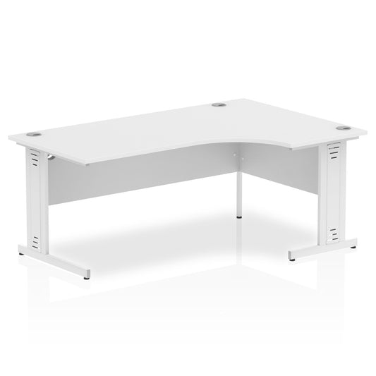 Impulse Contract Right Hand Crescent Cable Managed Leg Desk W1800 x D1200 x H730mm White Finish/White Frame - I002399 - NWT FM SOLUTIONS - YOUR CATERING WHOLESALER